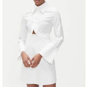 Ellery White Poplin Long Sleeve Double Helix Shirt Dress (Sz 6)